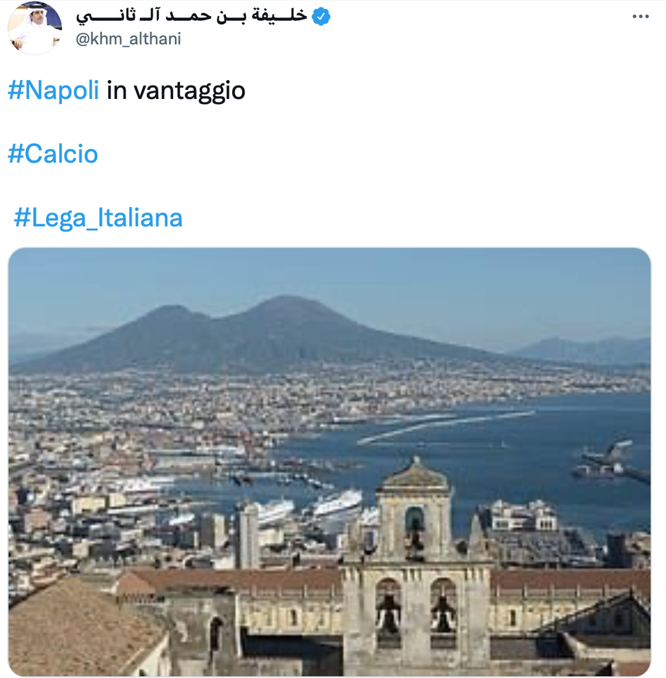 Napoli, i tifosi azzurri sognano: il curioso tweet dello sceicco Al Thani  napoli