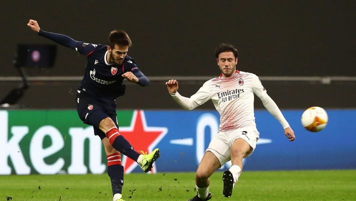 Davide Calabria dell' A.C. Milan nel match contro la Stella Rossa di Europa League (Getty Images) 