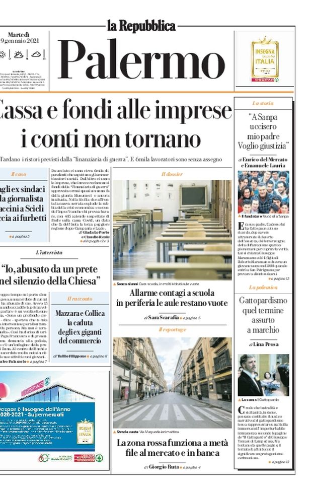 Prima Pagina, La Repubblica-Palermo: “Cassa e fondi alle imprese, i conti non tornano. La zona rossa funziona a metà” 