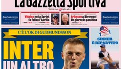 PRIMA PAGINA GAZZETTA DELLO SPORT OGGI: “Gudmundsson, Inter un altro sì”