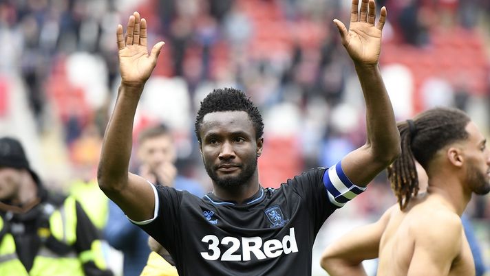 ROTHERHAM, ENGLAND - MAY 05: John Obi Mikel of Middlesbrough applauds the fans following the Sky Bet Championship match between Rotherham United and Middlesbrough at The New York Stadium on May 05, 2019 in Rotherham, England. (Photo by George Wood/Getty Images) 