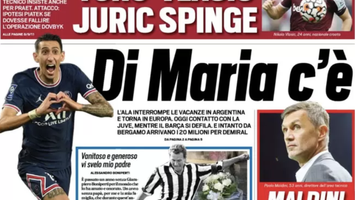 Prima Pagina, Tuttosport: “Juventus, Di Maria c’è. Lukaku-Inter, Skriniar-Chelsea” prima pagina