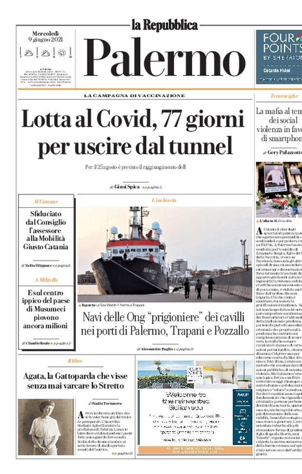 Prima Pagina, La Repubblica-Palermo: &#8220;Lotta Covid, 77 giorni per uscire dal tunnel&#8221; 