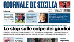 Prima Pagina, Giornale di Sicilia: “Lo stop sulle colpe dei giudici”