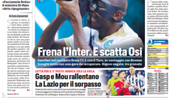 EDICOLA CDS – Frena l’Inter, scatta Osi. Sanchez firma l’1-1. Inzaghi terzo