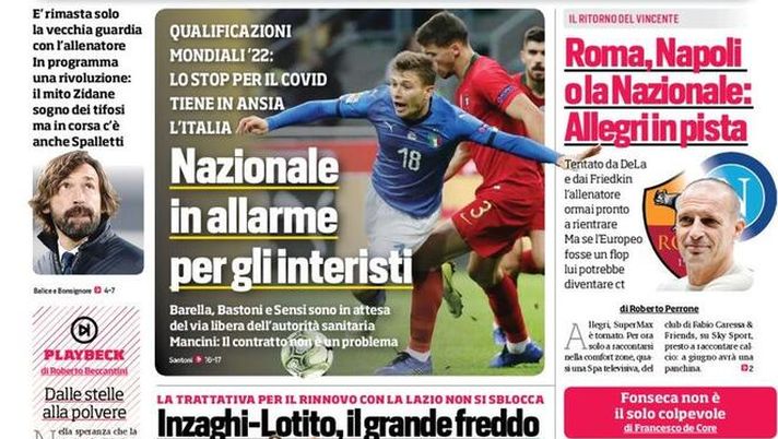 Il Corriere dello Sport, la prima pagina di oggi, martedì 23 marzo 2021 
