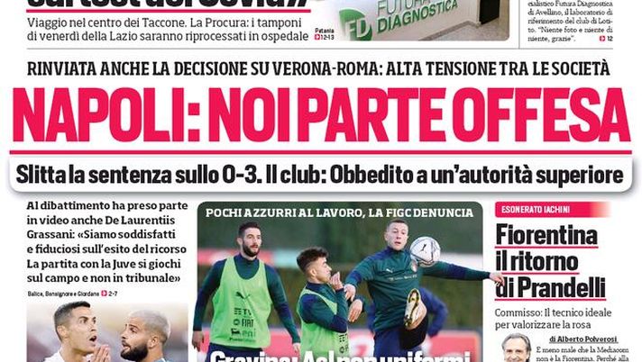 La prima pagina del Corriere dello Sport, in edicola oggi, 10 novembre 2020 