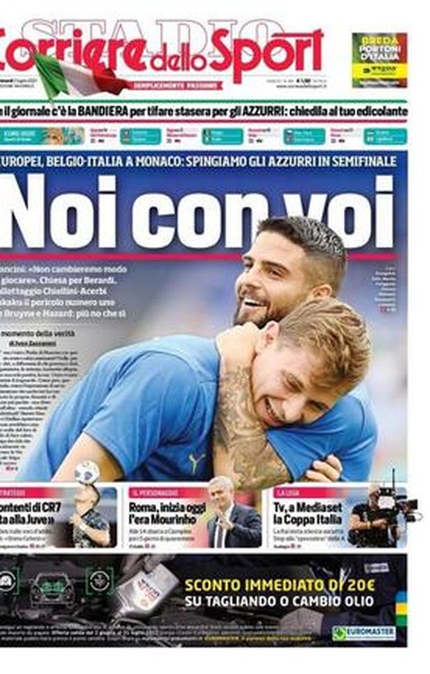 Prima Pagina, Corriere dello Sport: &#8220;Noi con voi. Roma, inizia oggi l&#8217;era Mourinho&#8221; 