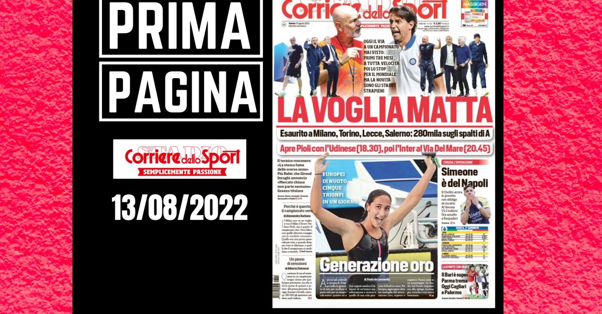 Prima pagina Corriere dello Sport: “La voglia matta”