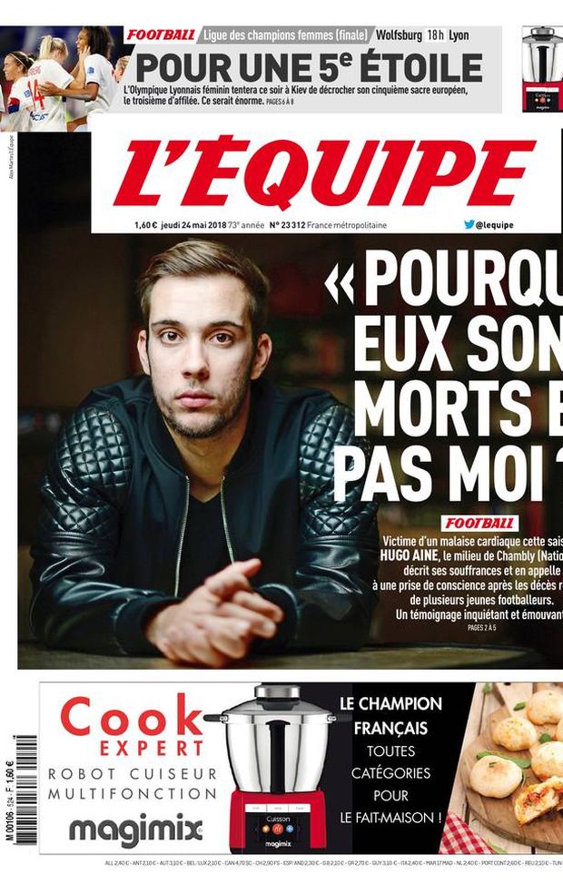 Prima Pagina, L’Équipe: “L’appello di Hugo Aine: ‘Perché sono morti loro e non io?’…” Prima Pagina, L’Équipe: “L’appello di Hugo Aine: ‘Perché sono morti loro e non io?’…”