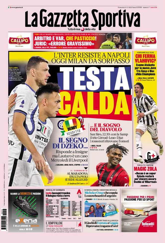 Prima Pagina, La Gazzetta dello Sport: “Testa calda. Chi ferma Vlahovic?”  Prima Pagina, La Gazzetta dello Sport: “Testa calda. Chi ferma Vlahovic?” - immagine 1