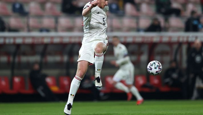 LEUVEN, BELGIUM - MARCH 24: Jan Vertonghen of Belgium in action during the FIFA World Cup 2022 Qatar qualifying match between Belgium and Wales at King Power at Den Dreef on March 24, 2021 in Leuven, Belgium. Sporting stadiums around Belgium remain under strict restrictions due to the Coronavirus Pandemic as Government social distancing laws prohibit fans inside venues resulting in games being played behind closed doors. (Photo by Dean Mouhtaropoulos/Getty Images) LEUVEN, BELGIUM - MARCH 24: Jan Vertonghen of Belgium in action during the FIFA World Cup 2022 Qatar qualifying match between Belgium and Wales at King Power at Den Dreef on March 24, 2021 in Leuven, Belgium. Sporting stadiums around Belgium remain under strict restrictions due to the Coronavirus Pandemic as Government social distancing laws prohibit fans inside venues resulting in games being played behind closed doors. (Photo by Dean Mouhtaropoulos/Getty Images)