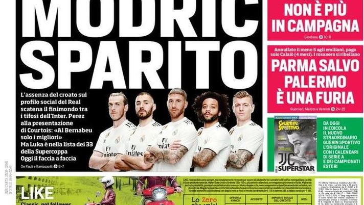 Prima Pagina, Corriere dello Sport: “Modric sparito. E’ un calcio di pazzi. Parma salvo, Palermo è una furia…” Prima Pagina, Corriere dello Sport: “Modric sparito. E’ un calcio di pazzi. Parma salvo, Palermo è una furia…”