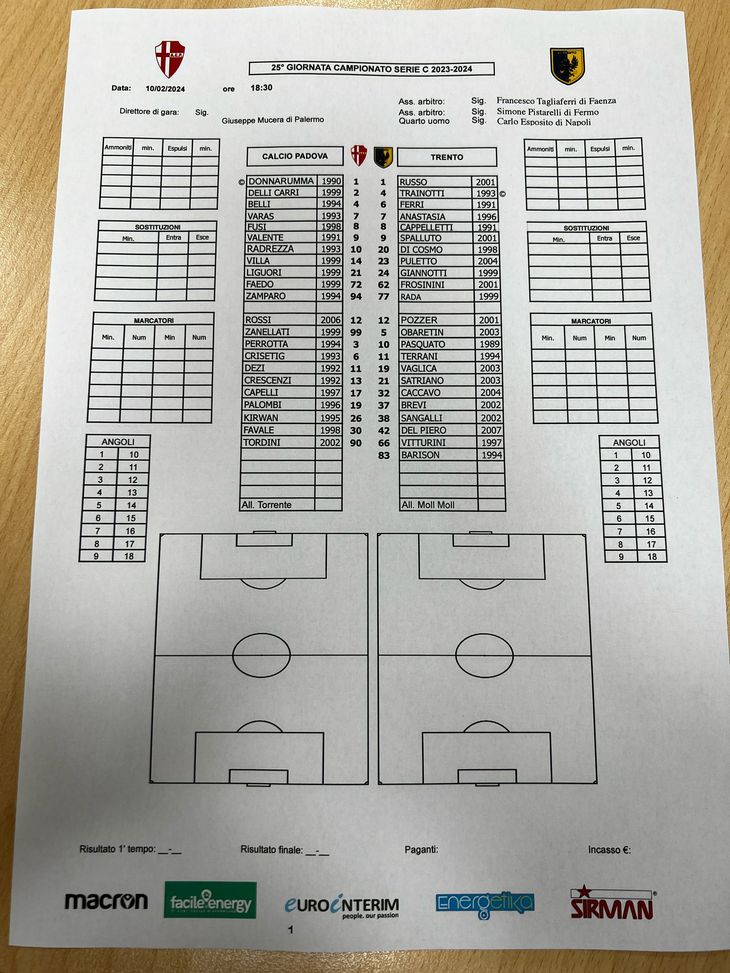 FINALE PADOVA-TRENTO 1-1 (4′ Varas rig., 74′ aut. Belli) - immagine 3