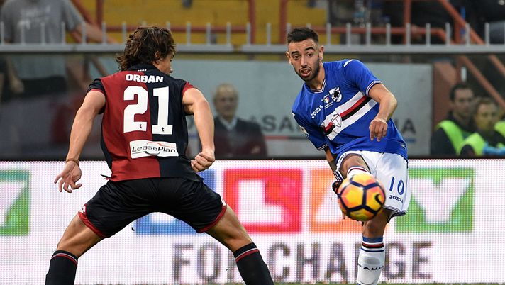 GENOA, ITALY - OCTOBER 22: Bruno Fernandes (Sampdoria) during the Serie A match between UC Sampdoria and Genoa CFC at Stadio Luigi Ferraris on October 22, 2016 in Genoa, Italy. (Photo by Getty Images/Getty Images) GENOA, ITALY - OCTOBER 22: Bruno Fernandes (Sampdoria) during the Serie A match between UC Sampdoria and Genoa CFC at Stadio Luigi Ferraris on October 22, 2016 in Genoa, Italy. (Photo by Getty Images/Getty Images)