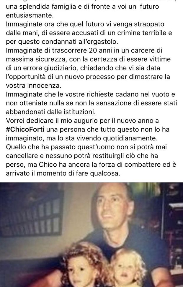 Il campione della Juve e della Nazionale in sostegno di Enrico Forti Il campione della Juve e della Nazionale in sostegno di Enrico Forti