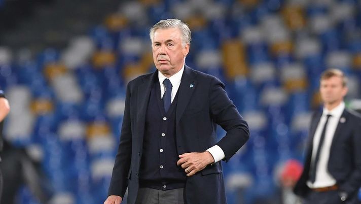 NAPLES, ITALY - NOVEMBER 05: Carlo Ancelotti of Napoli during the UEFA Champions League group E match between SSC Napoli and RB Salzburg at Stadio San Paolo on November 5, 2019 in Naples, Italy. (Photo by SSC NAPOLI/SSC NAPOLI via Getty Images) NAPLES, ITALY - NOVEMBER 05: Carlo Ancelotti of Napoli during the UEFA Champions League group E match between SSC Napoli and RB Salzburg at Stadio San Paolo on November 5, 2019 in Naples, Italy. (Photo by SSC NAPOLI/SSC NAPOLI via Getty Images)
