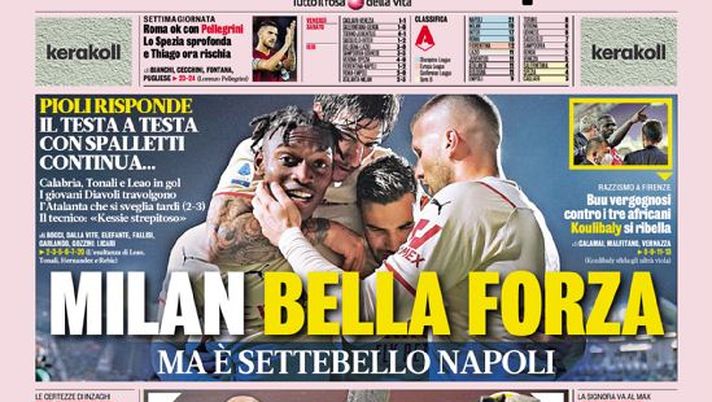 Prima Pagina, La Gazzetta dello Sport: “Milan, bella forza. Ma è settebello Napoli” Prima Pagina, La Gazzetta dello Sport: “Milan, bella forza. Ma è settebello Napoli” - immagine 1