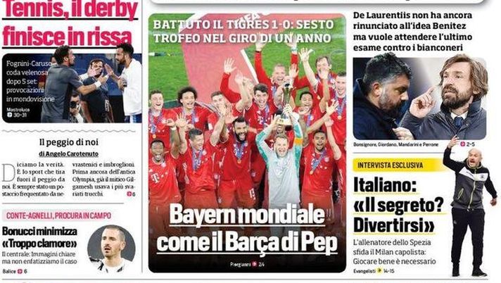 Prima Pagina, Corriere dello Sport: “&#8221;Gattuso-Pirlo, brutto scherzo. Il futuro di Rino dipenderà da Napoli-Juve&#8221; 