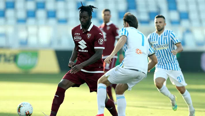 FERRARA, ITALY - JULY 26: Soualiho Meite of Torino FC in action during the Serie A match between SPAL and  Torino FC at Stadio Paolo Mazza on July 26, 2020 in Ferrara, Italy.  (Photo by Gabriele Maltinti/Getty Images)