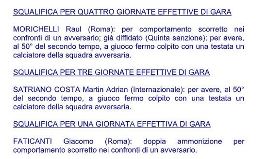 Le motivazioni del giudice sportivo Le motivazioni del giudice sportivo