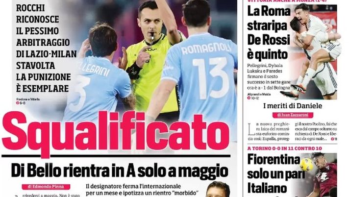 EDICOLA / CdS: Squalificato, Di Bello rientra a maggio. Osimhen spaventa la Juve - immagine 1