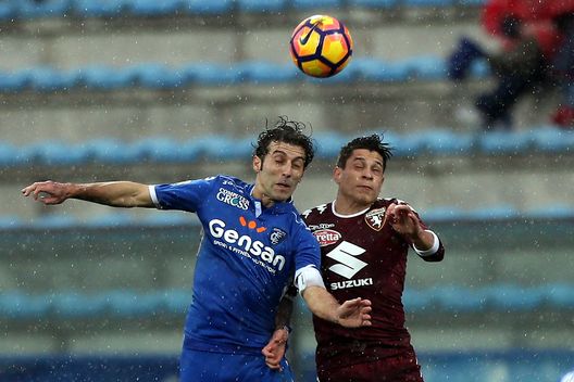 EMPOLI, ITALY - FEBRUARY 05: Daniele Croce of Empoli Fc in action agaist Juan Manuel Iturbe of FC Torino during the Serie A match between Empoli FC and FC Torino at Stadio Carlo Castellani on February 5, 2017 in Empoli, Italy. (Photo by Gabriele Maltinti/Getty Images) EMPOLI, ITALY - FEBRUARY 05: Daniele Croce of Empoli Fc in action agaist Juan Manuel Iturbe of FC Torino during the Serie A match between Empoli FC and FC Torino at Stadio Carlo Castellani on February 5, 2017 in Empoli, Italy. (Photo by Gabriele Maltinti/Getty Images)