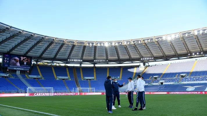 ROME, ITALY - MARCH 02: A general view during the Serie A match between SS Lazio  and Torino FC at Stadio Olimpico on March 02, 2021 in Rome, Italy. The match, despite it's not postponed by Lega Serie A,  will not be played as Torino team need to observe a home quarantine until midnight on Tuesday due to Covd-19. (Photo by Marco Rosi - SS Lazio/Getty Images)
