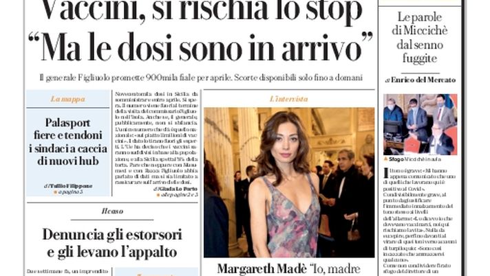 Prima Pagina, La Repubblica-Palermo: “Vaccini, si rischia lo stop. Ma le dosi sono in arrivo”  Prima Pagina, La Repubblica-Palermo: “Vaccini, si rischia lo stop. Ma le dosi sono in arrivo”