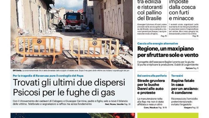 Prima Pagina, Giornale di Sicilia: “Droga a fiumi in mano ai boss” Prima Pagina