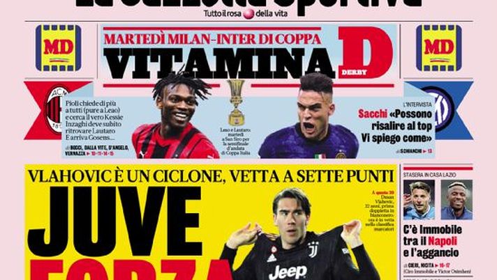 Prima Pagina, La Gazzetta dello Sport: “Juve forza 7. Vitamina Derby” Prima Pagina, La Gazzetta dello Sport: “Juve forza 7. Vitamina Derby” - immagine 1