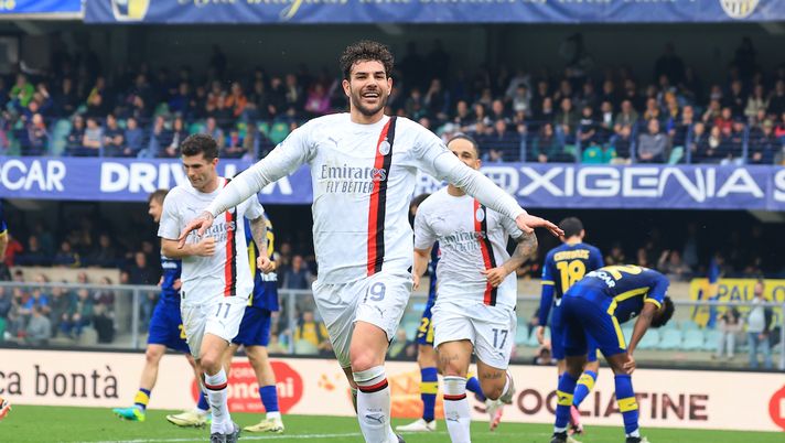 esultanza gol Theo Hernández AC Milan Verona-Milan 1-3 Serie A 2023-2024