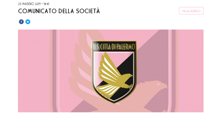 Palermo, udienza d’appello slittata al 29 maggio: il comunicato del club  Palermo, udienza d’appello slittata al 29 maggio: il comunicato del club