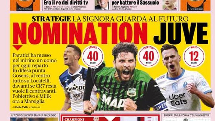 La Gazzetta dello Sport, la prima pagina di oggi, mercoledì 17 marzo 2021 