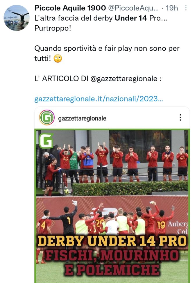Derby Under 14, i grandi di Mou fischiano e provocano i giovanissimi laziali…- immagine 2