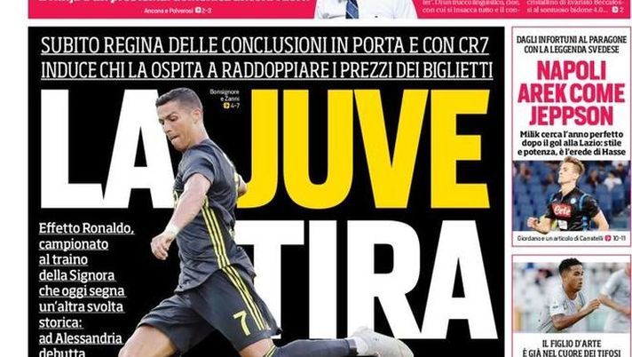 Prima Pagina, Corriere dello Sport: “La Juve tira. Questa Inter non è pazza. Arek come Jeppson. Venerdì la B non sciopera…”  Prima Pagina, Corriere dello Sport: “La Juve tira. Questa Inter non è pazza. Arek come Jeppson. Venerdì la B non sciopera…”