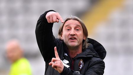 TURIN, ITALY - APRIL 18: Davide Nicola, Head Coach of Torino F.C.  gives their team instructions  during the Serie A match between Torino FC  and AS Roma at Stadio Olimpico di Torino on April 18, 2021 in Turin, Italy. Sporting stadiums around Italy remain under strict restrictions due to the Coronavirus Pandemic as Government social distancing laws prohibit fans inside venues resulting in games being played behind closed doors. (Photo by Valerio Pennicino/Getty Images)