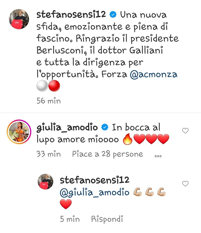 Sensi passa dall’Inter in prestito al Monza. La moglie: “In bocca al lupo, amore”- immagine 2