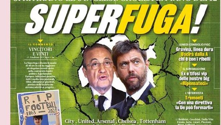 La Gazzetta dello Sport, la prima pagina di oggi, mercoledì 21 aprile 2021 