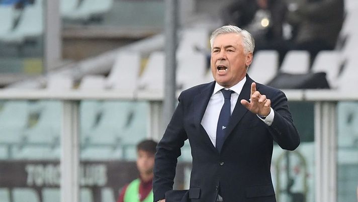 TURIN, ITALY - OCTOBER 06: Carlo Ancelotti during the Serie A match between Torino FC and SSC Napoli at Stadio Olimpico di Torino on October 6, 2019 in Turin, Italy. (Photo by SSC NAPOLI/SSC NAPOLI via Getty Images) TURIN, ITALY - OCTOBER 06: Carlo Ancelotti during the Serie A match between Torino FC and SSC Napoli at Stadio Olimpico di Torino on October 6, 2019 in Turin, Italy. (Photo by SSC NAPOLI/SSC NAPOLI via Getty Images)