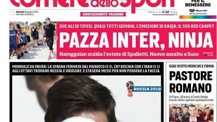 Prima Pagina, Corriere dello Sport: “Leo, esci su. Pazza Inter, Radja. Pastore romano. Juve, come sale Godin…” Prima Pagina, Corriere dello Sport: “Leo, esci su. Pazza Inter, Radja. Pastore romano. Juve, come sale Godin…”