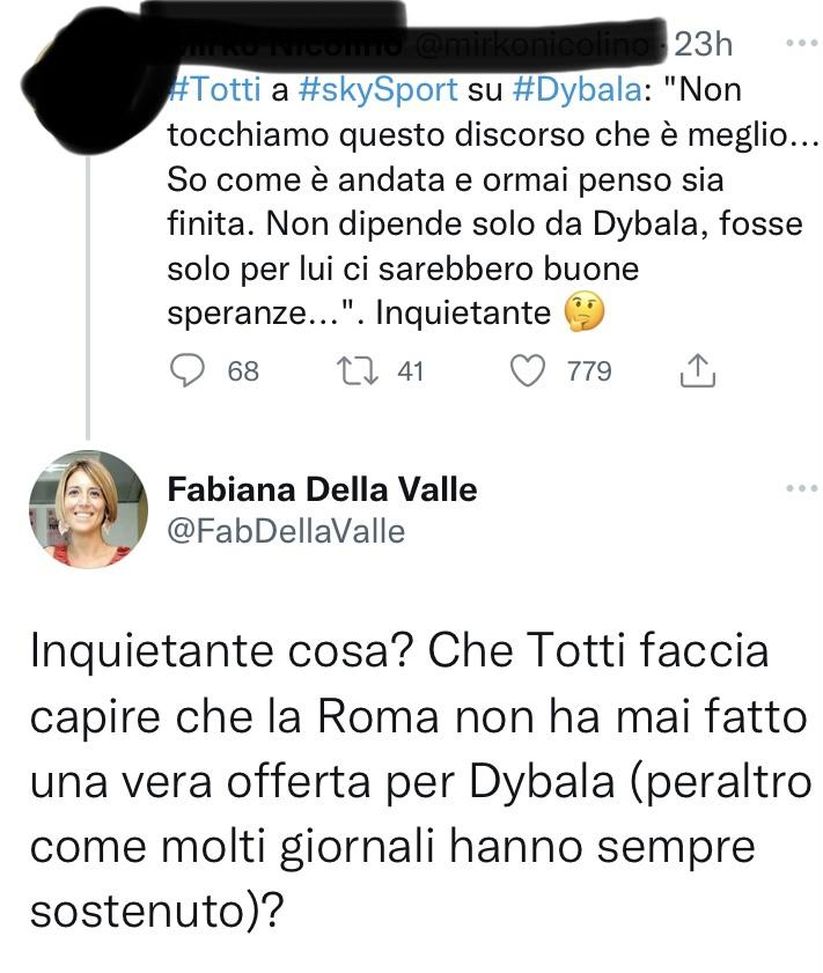Della Valle risponde ad un tifoso: “Totti su Dybala inquietante? Che faccia capire che…”- immagine 2