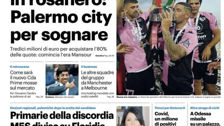 Palermo-City Group, le prime pagine dei quotidiani: “Mansur in rosanero per sognare” prime pagine