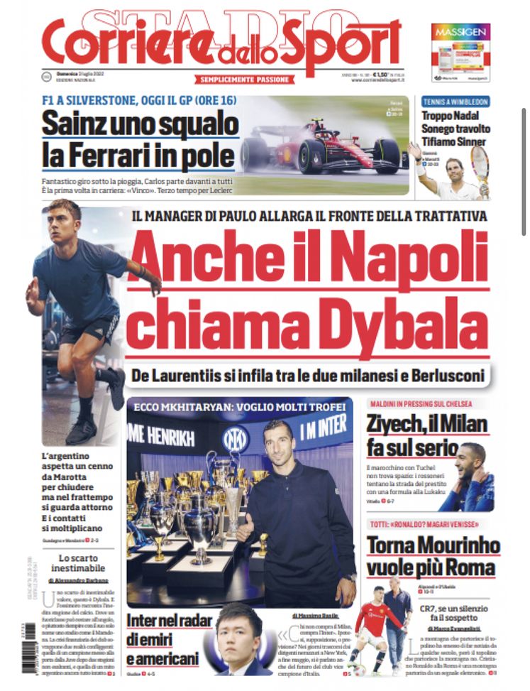 EDICOLA CDS – Inter nel radar di emiri e americani. Il Napoli chiama Dybala - immagine 1