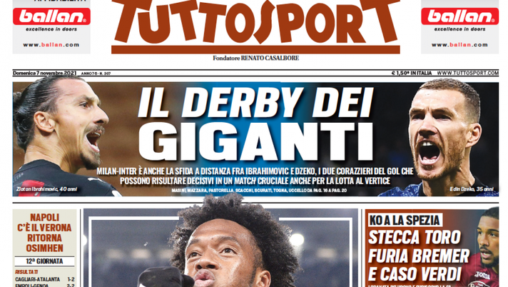 Prima Pagina, Tuttosport: “Goduria al Cuadrado. Il derby dei giganti” Prima Pagina, Tuttosport: “Goduria al Cuadrado. Il derby dei giganti” - immagine 1