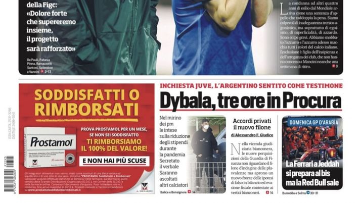 Prima Pagina, Corriere dello Sport: “All’inferno. Eliminazione shock”  Prima Pagina, Corriere dello Sport: “All’inferno. Eliminazione shock” - immagine 1