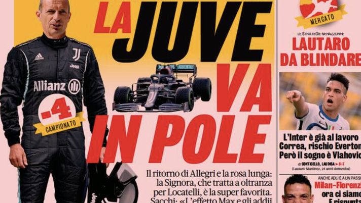 Prima Pagina, La Gazzetta dello Sport: “La Juve va in pole”  Prima Pagina, La Gazzetta dello Sport: “La Juve va in pole”