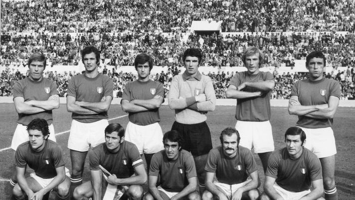 1973: The Italian football team who qualified for the 1974 World Cup after beating Switzerland. Back row, left to right: R Benetti, D Spinosi, Gianni Rivera, Dino Zoff, G Morini, Luigi Riva. Front row: Fabio Capello, Giacinto Facchetti, Pietro Anastasi, Sandro Mazzola, T Burgnich. (Photo by Keystone/Getty Images) 1973: The Italian football team who qualified for the 1974 World Cup after beating Switzerland. Back row, left to right: R Benetti, D Spinosi, Gianni Rivera, Dino Zoff, G Morini, Luigi Riva. Front row: Fabio Capello, Giacinto Facchetti, Pietro Anastasi, Sandro Mazzola, T Burgnich. (Photo by Keystone/Getty Images)