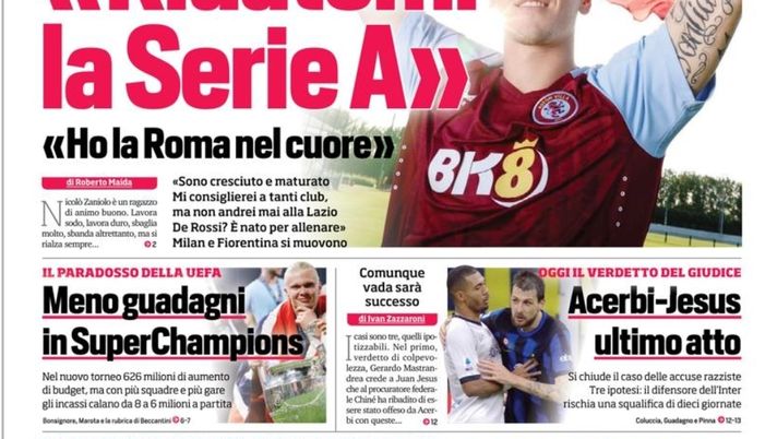EDICOLA / CdS: Acerbi-Juan Jesus, atto finale. Oggi verdetto del giudice - immagine 1