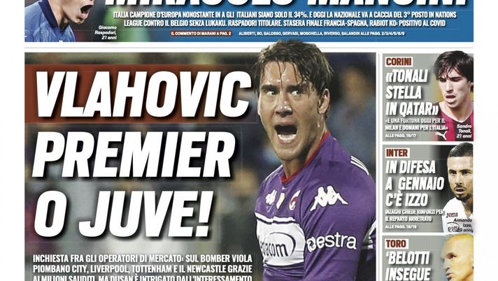 Prima Pagina, Tuttosport: “Vlahovic, Premier o Juve! Miracolo Mancini” - immagine 1